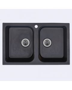PLATINUM Granitinė virtuvės kriauklė TWIN 7648D juoda
