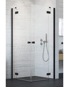 RADAWAY dušas kabīne ESSENZA NEW BLACK KDD 200x 80x 80 Melns + caurspīdīgs stikls