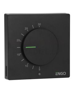 ENGO vienkāršs termostats ar pagriežamu pogu (melns) 230V ESIMPLE230B
