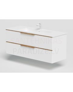 KAME sink cabinet AMBER 120 (matte white/Solid Oak)