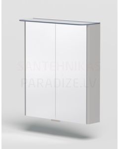 KAME шкафчик с зеркальными дверцами SOFT  60 с LED (блестящий серый) 700x600 мм