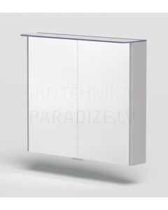 KAME шкафчик с зеркальными дверцами SOFT  80 с LED (блестящий серый) 700x800 мм