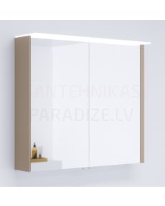 KAME spoguļskapītis LOFT  80 ar LED (kakao brūns) 700x800 mm