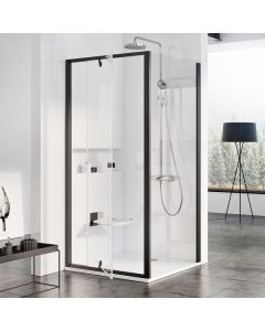 SPECIAL RAVAK shower enclosure set PIVOT PDOP1+PPS-90 black + glass Transparent