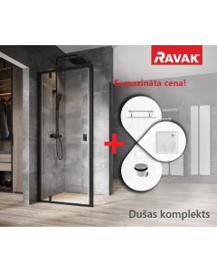 SPECIAL RAVAK shower enclosure set NEXTY NDOP1- 90 black + glass Transparent