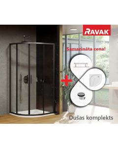 AKCIJA RAVAK dušas kabīnes komplekts BLIX SLIM BLSCP4-80 melns + caurspīdīgs stikls