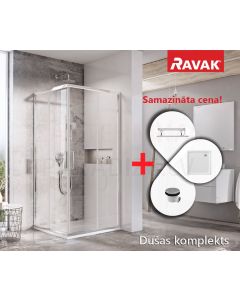 АКЦИЯ RAVAK комплект душевой кабины BLIX SLIM BLSRV2-90 блестящий + прозрачное стекло