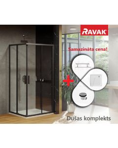 АКЦИЯ RAVAK комплект душевой кабины BLIX SLIM BLSRV2-90 черный + прозрачное стекло