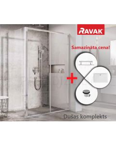 АКЦИЯ RAVAK комплект душевой кабины BLIX SLIM BLSDP2-120 (L) блестящий + прозрачное стекло