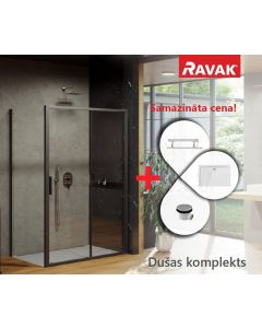 SPECIAL RAVAK shower enclosure set BLIX SLIM BLSDP2-120 (L) black + glass Transparent