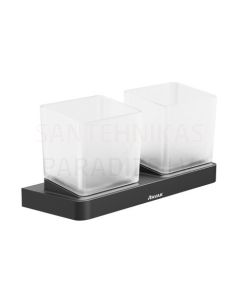 Glass with double holder Ravak 10° Black TD 220.20