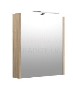 RB veidrodinė spintelė  60 su LED GARDA (pilkas ąžuolas) 650x600x120 mm