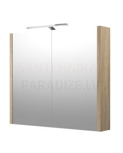 RB spoguļskapītis  80 ar LED GARDA (pelēks ozols) 650x800x120 mm