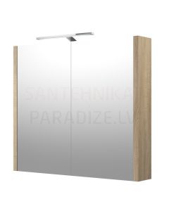 RB veidrodinė spintelė  80 su LED GARDA (pilkas ąžuolas) 650x800x120 mm