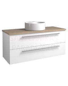 RB SERENA 120 sink cabinet with sink RONDO (glossy white/grey oak) 500x1190x465 mm