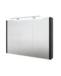 RB veidrodinė spintelė 100 su LED GARDA (juodas ąžuolas) 650x1000x120 mm