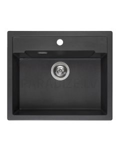 Reginox stone mass kitchen sink Amsterdam 54 tapwing Black Silvery 60x51cm