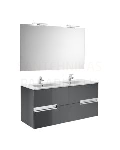 Комплект мебели Виктория-Н (мойка с тумбой, зеркало с подсветкой) 1200 мм, серый антрацит