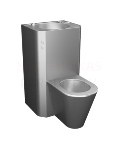 SANELA anti-vandal toilet set with washbasin, floor-mounted toilet, 24 V 