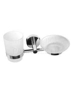 SANELA double stainless steel holder with glass and soap dish SLZD 17