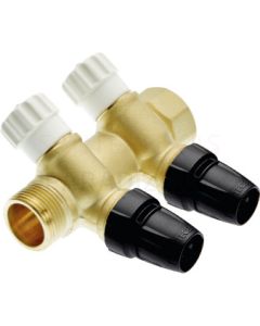 TECElogo manifold, shut-off 3/4" x 16 Two-way brass