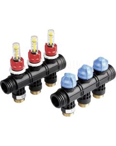 TECEfloor plastic heating circuit manifold connection module with flow rate indicator 2 circuits 