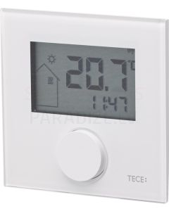 TECEfloor elektroniskais bezvadu telpas termostats ar displeju RTF-D Design balts stikla virsma  