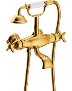 TRES CLASIC RETRO Thermostatic bath and shower faucet with mount, gold