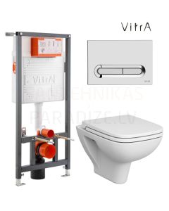 VITRA S20 RIM-EX piekaramais tualetes pods + iebūvējamais tualetes poda (WC) rāmis + skalošanas poga + SC vāks