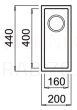 ELLECI кухонная раковина из каменной массы QUADRA  50 UNDERMOUNT Темно-серый 20x44 см