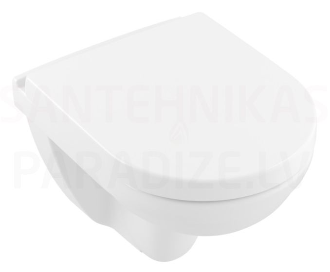 VILLEROY & BOCH O.Novo Compact Rimless WC piekaramais tualetes pods ar vāku Soft Close