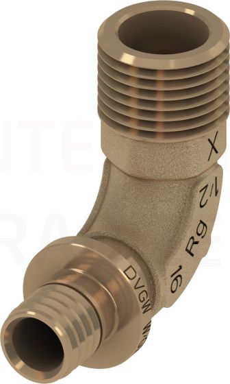 TECEflex 16 mm x 1/2" āv līkums 90° ar ārējo vītni bronza