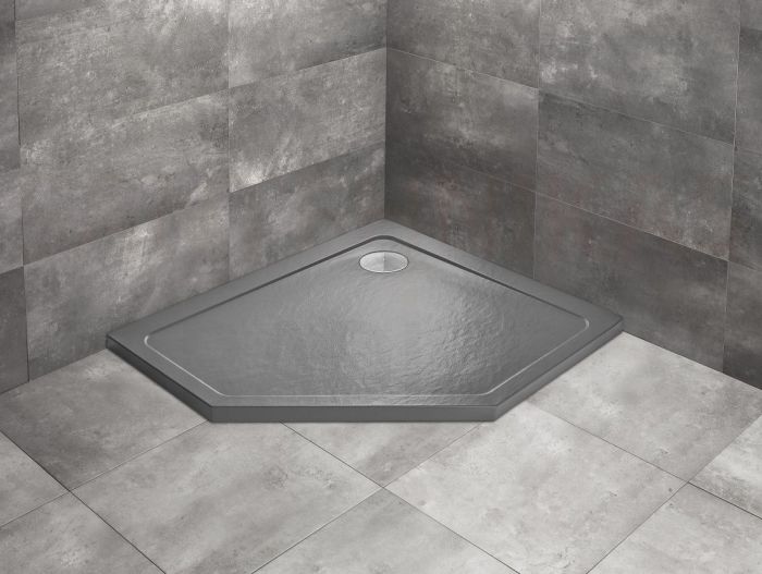 RADAWAY dušas paliktnis DOROS PT E Stone Anthracite 100x80x5 (kreisā)
