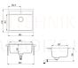 Aquasanita stone mass kitchen sink QUADRO 550 Black Metallic 56.5x51 cm