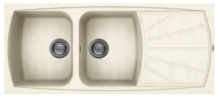 ELLECI akmens masas virtuves izlietne LIVING 500 Bianco Antico 116x50 cm
