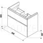 Bathroom vanity unit CUBITO-N 85, without washbasin, chaoa, two drawers