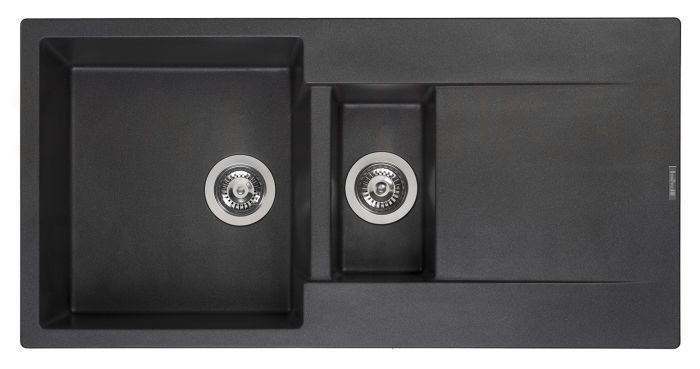 Reginox akmens masas virtuves izlietne Amsterdam 15 Black Silvery 100x50cm