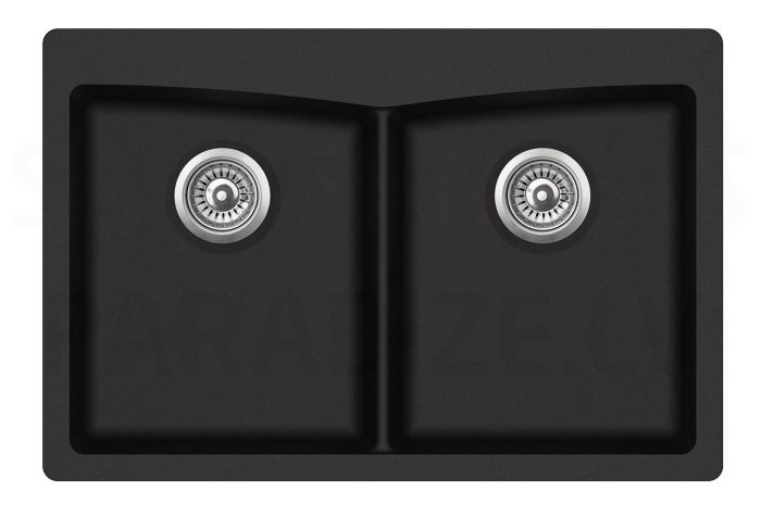 Aquasanita stone mass kitchen sink ARCA 850 Black Metallic 84x56 cm