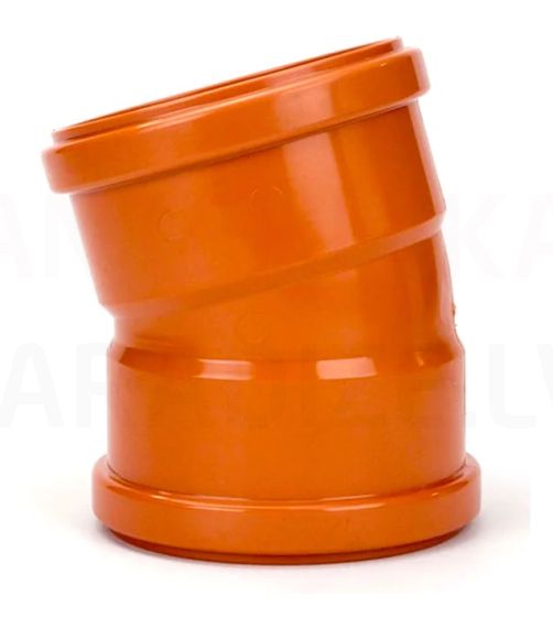 Magnaplast KG oranžā ārējās kanalizācijas dubultuzmavu līkums Ø 100 (110) mm 15° PVC