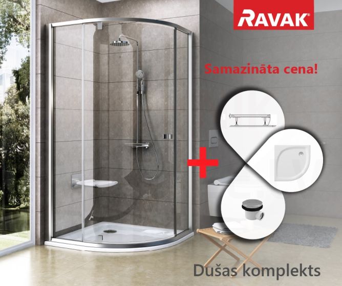 SPECIAL RAVAK shower enclosure set PIVOT PSKK3-90 satin + glass Transparent