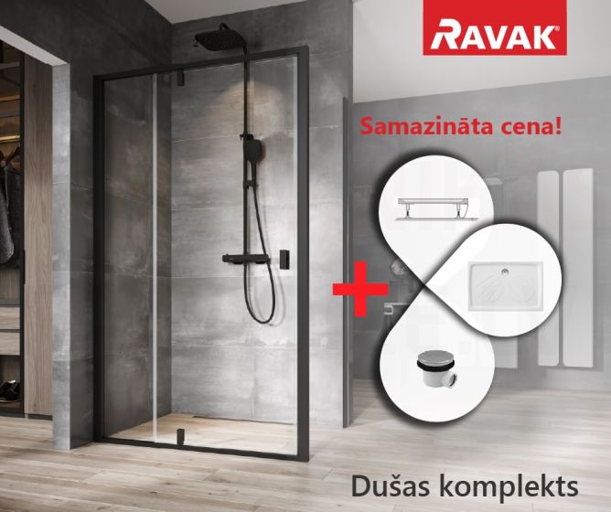 SPECIAL RAVAK shower enclosure set NEXTY NDOP2-100 black + glass Transparent