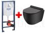 GROHE WC komplekts 5in1 iebūvējamais rāmis + poga Cosmo S + KKPOL pods Latona ar SC vāku (melns)