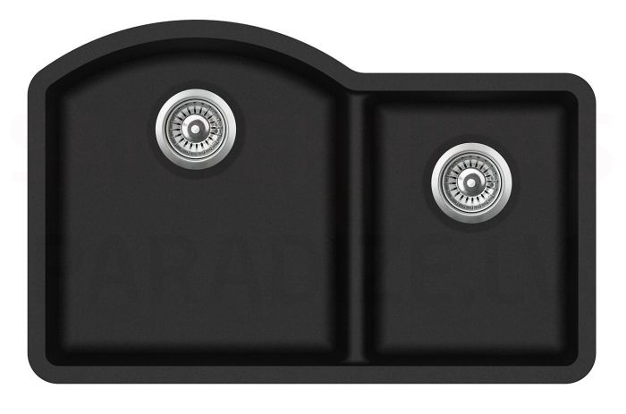 Aquasanita stone mass kitchen sink ARCA 800 Black Metallic 81x52 cm