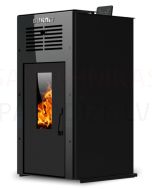 BURNIT pellet fireplace-stove with air flow heating AMBIENT 10kW (Jet Black)