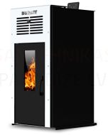 BURNIT pellet fireplace-stove with air flow heating AMBIENT  (5-8 kW) (Swan White)