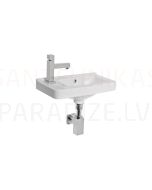 Cubito pure asymmetric small washbasin, with installation kit, left