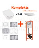 Комплект 4 в 1 JIKA Mio Rimless подвесной унитаз + KK-POL AQUAFIORI туалетная рамка (WC) + крышка Soft Close/Quick Release + кнопка смыва