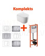 AKCIJA 4 in 1 KKPOL Selene pakabinamas tualetas + WC potinkinis instaliacinis modulis + mygtukas + SC QR dangtis