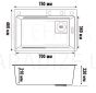 WISENT stainless steel kitchen sink 75х46х22 graphite (set)