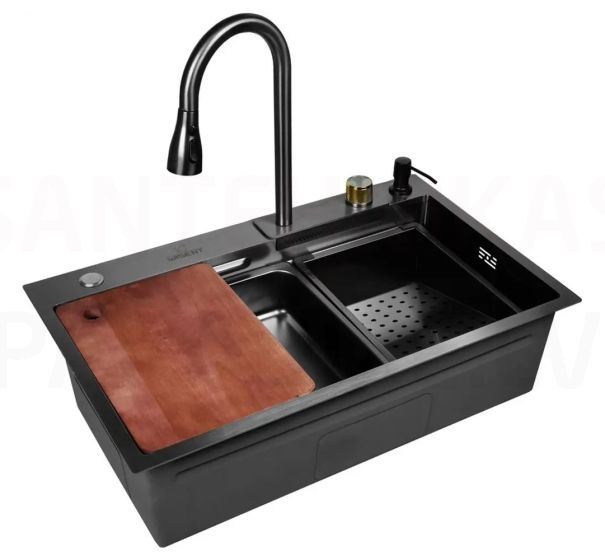WISENT stainless steel kitchen sink 75х46х22 graphite (set)